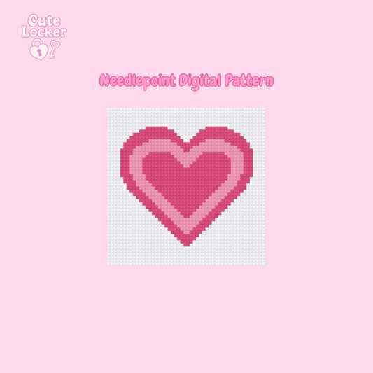 Digital Needlepoint Pattern | Pink Heart Design | Beginner Friendly