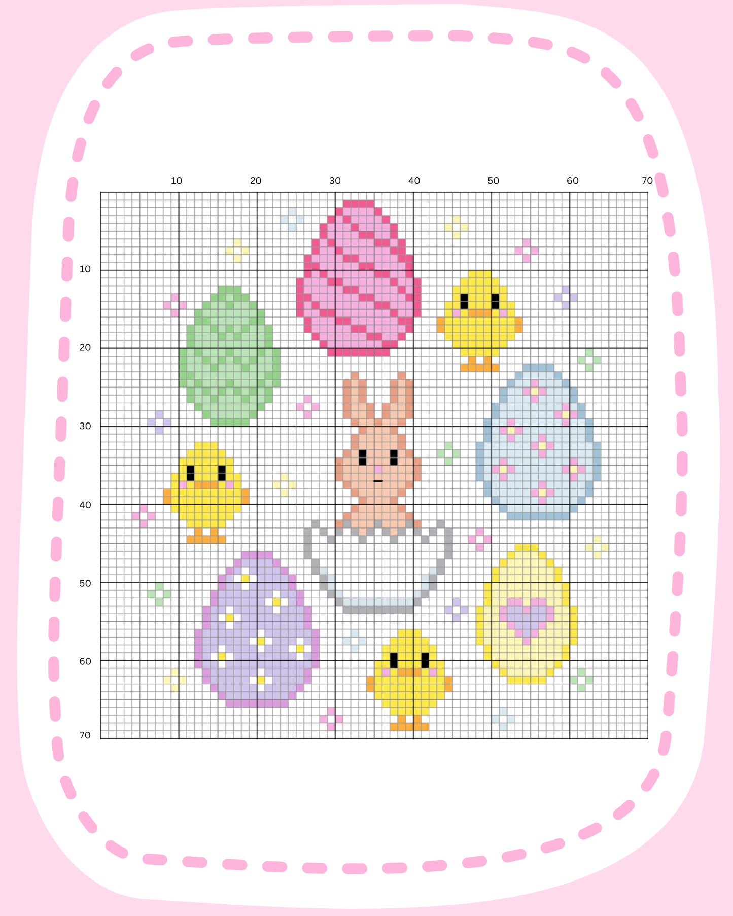 Spring Bunny & Eggs Cross Stitch Pattern | Easy Beginner Digital PDF