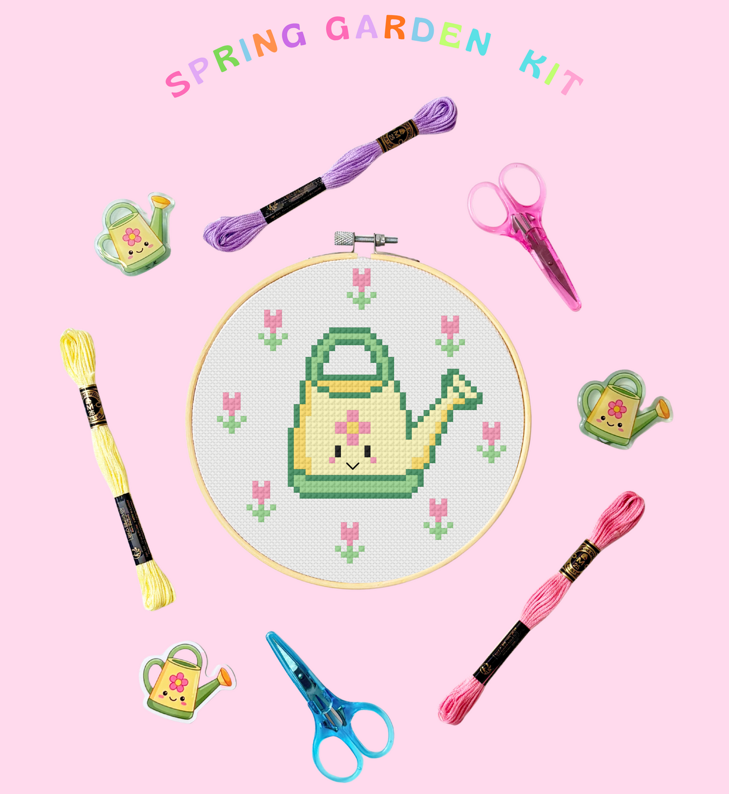 Mini Watering Can Cross-Stitch Kit